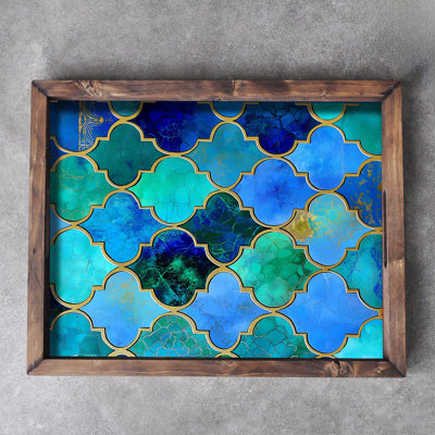 Elegant Solid Wood Tray, 18.9 x 15.0 x 1.6 inches | UV Printed on 0.2-inch Thick MDF | Perfect for Serving, Organizing, and Home Décor | Durable and Stylish Design for Any Occasion
