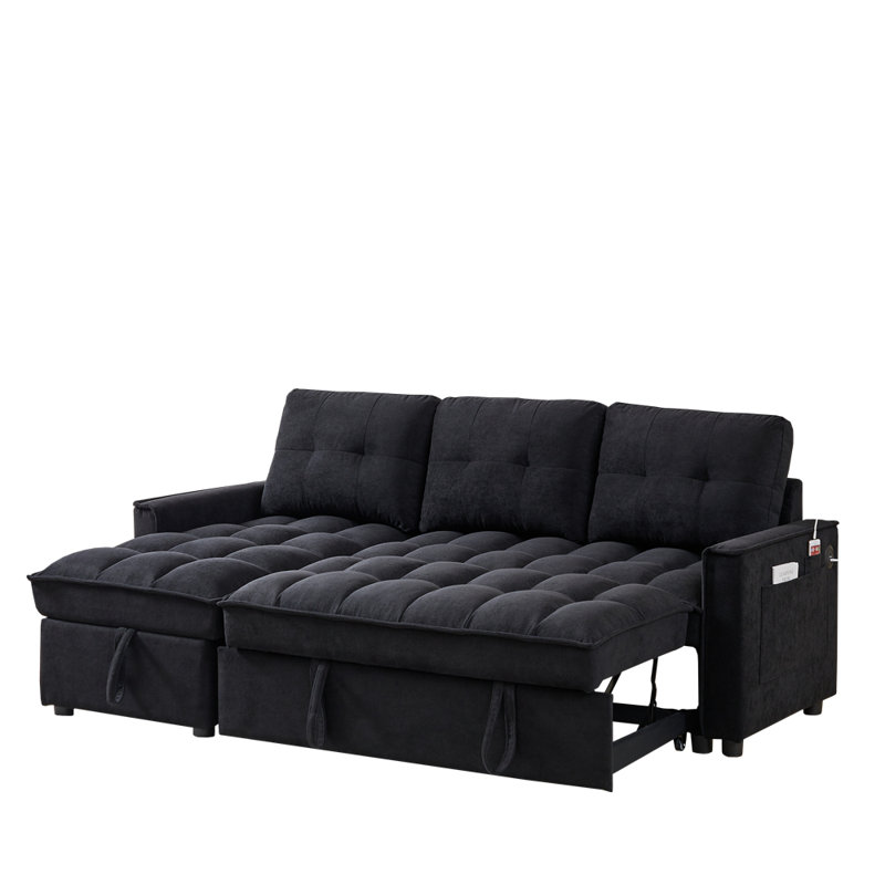 Nickcola Upholstered 78.25'' Sofa, Black