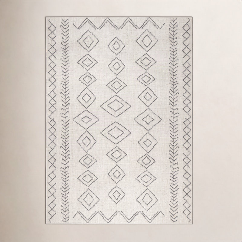 Tapis intérieur / extérieur Ezri Diamond, Rectangle de 8 pi 6 po x 11 pi