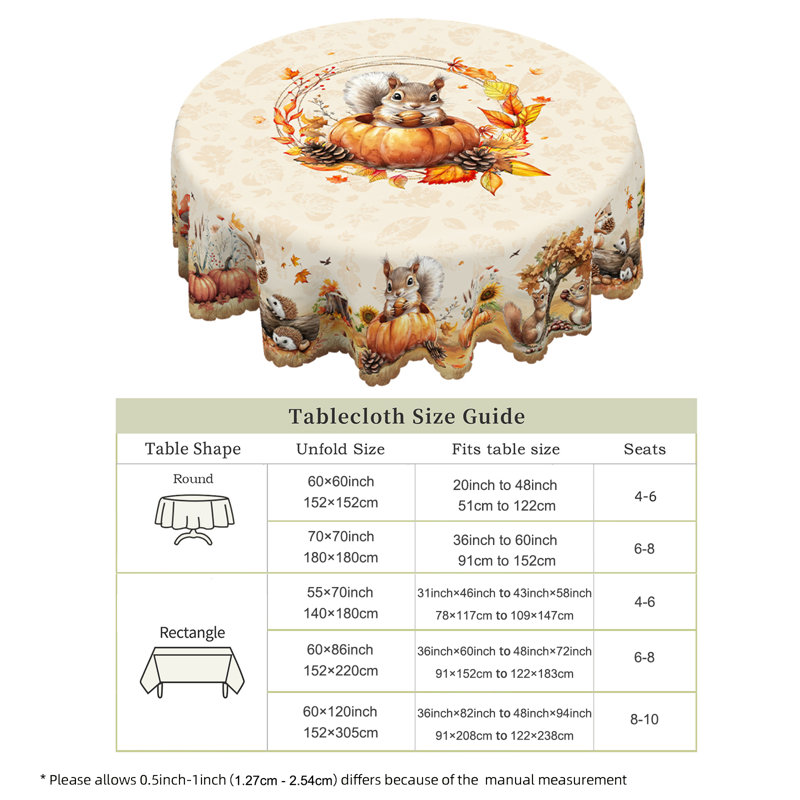 Nappe automne-hiver 152x152cm, 59,84 po rond