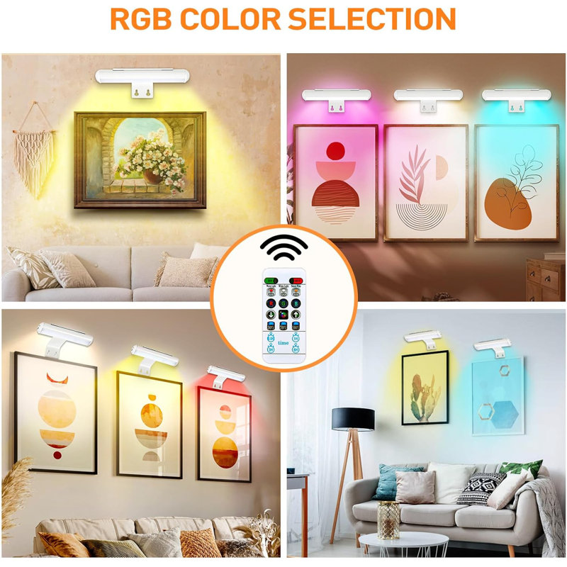 6.7'' Dimmable Wall Mount Picture Light with Remote, White