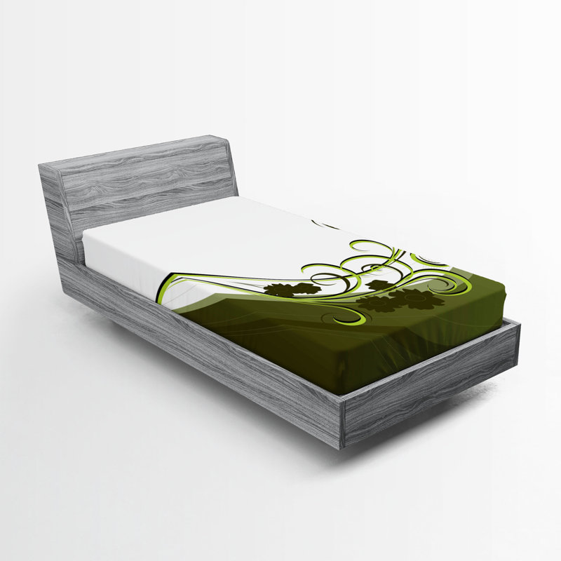 Ensemble de 2 drap-housse vert olive Ambesonne, Drap-housse de taille simple