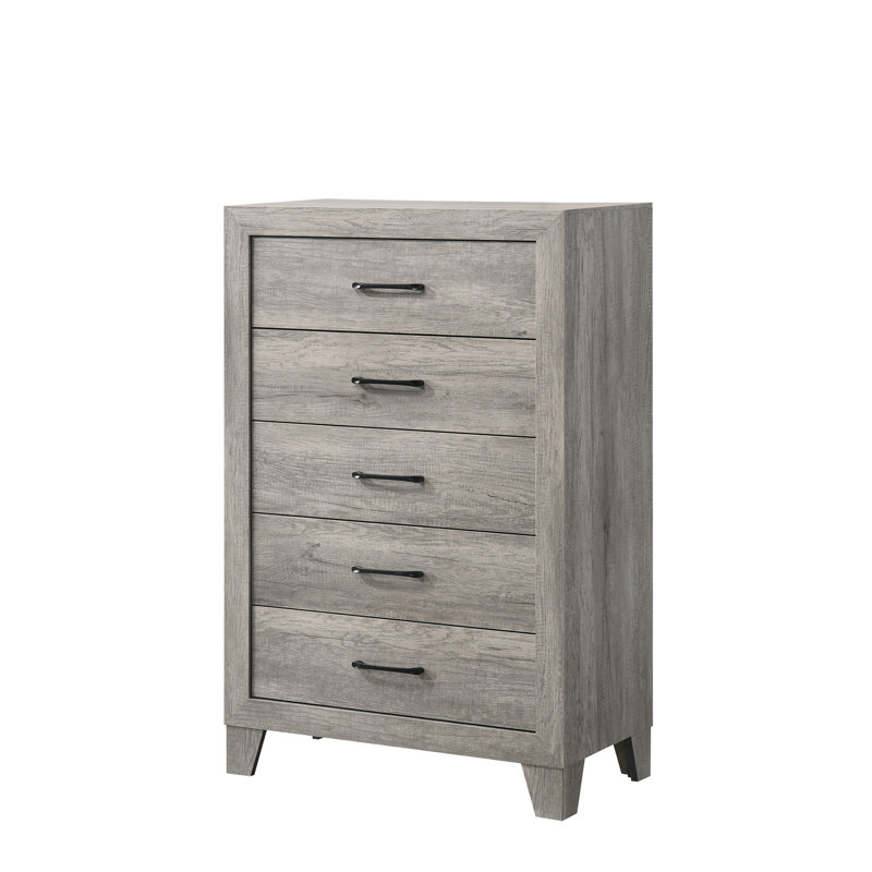 Commode contemporaine à cinq tiroirs, Gris