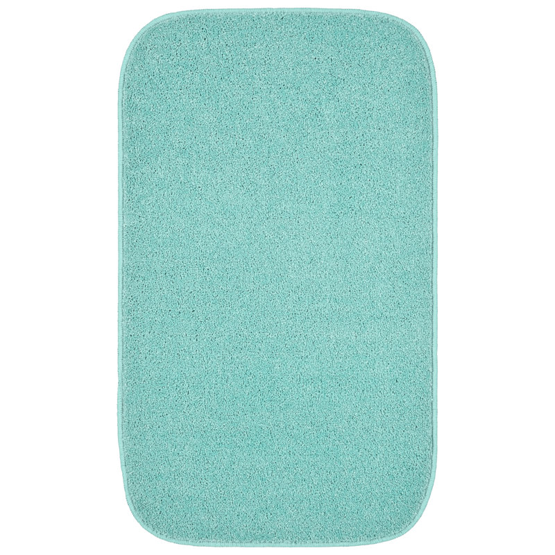 Monarrez Nylon Bath Rug with Non-Slip Backing, Single- 34" L x 20" W, Sea Foam