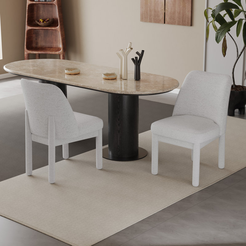 Ensemble de 2 chaises en chenille rembourrées, Beige