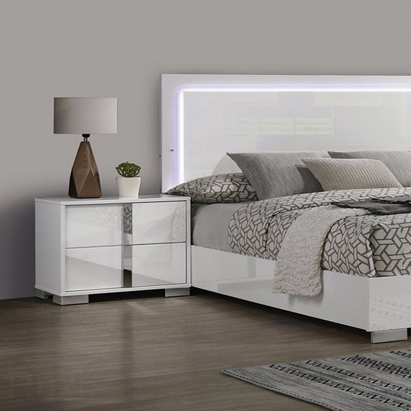 Table de chevet contemporaine contemporaine (table de chevet) Mobilier de chambre à coucher 1pc, Blanc
