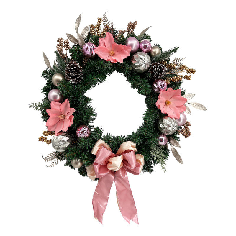 Couronne d'hiver pré-illuminée de 61 cm (24 po), 20 lumières DEL avec minuterie automatique