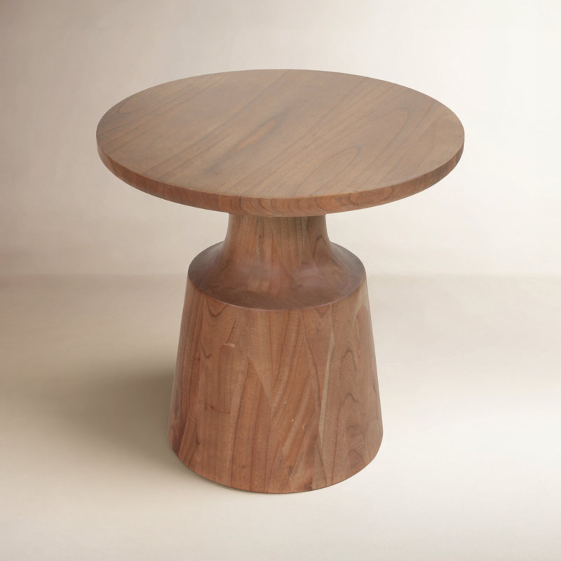 Lempa Round Chairside Table, Aged Barrel