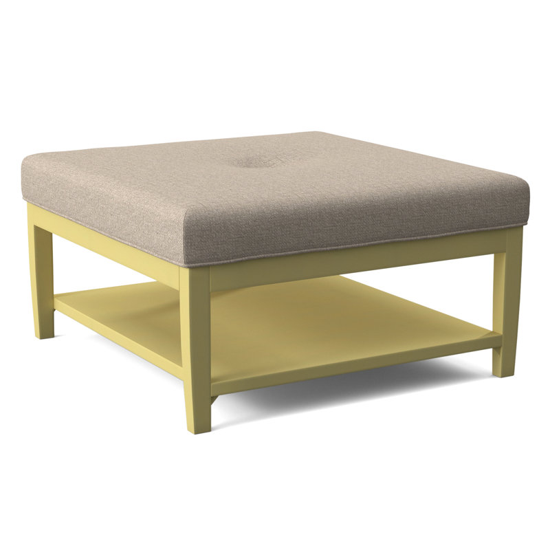 Hammond Square Ottoman, Antique Black Finish, Eggshell Crypton Performance; 0884-93