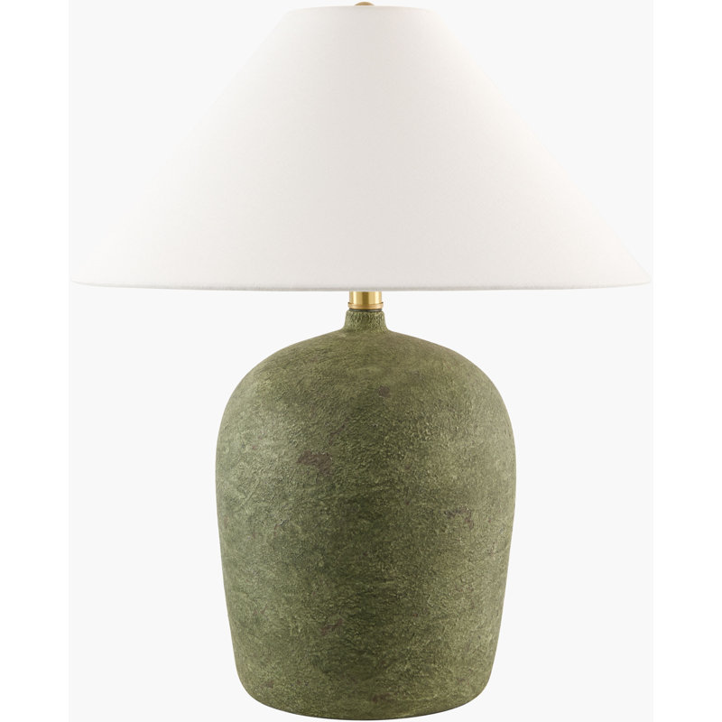 Lampe de table Croce, Vert, Lin blanc empire