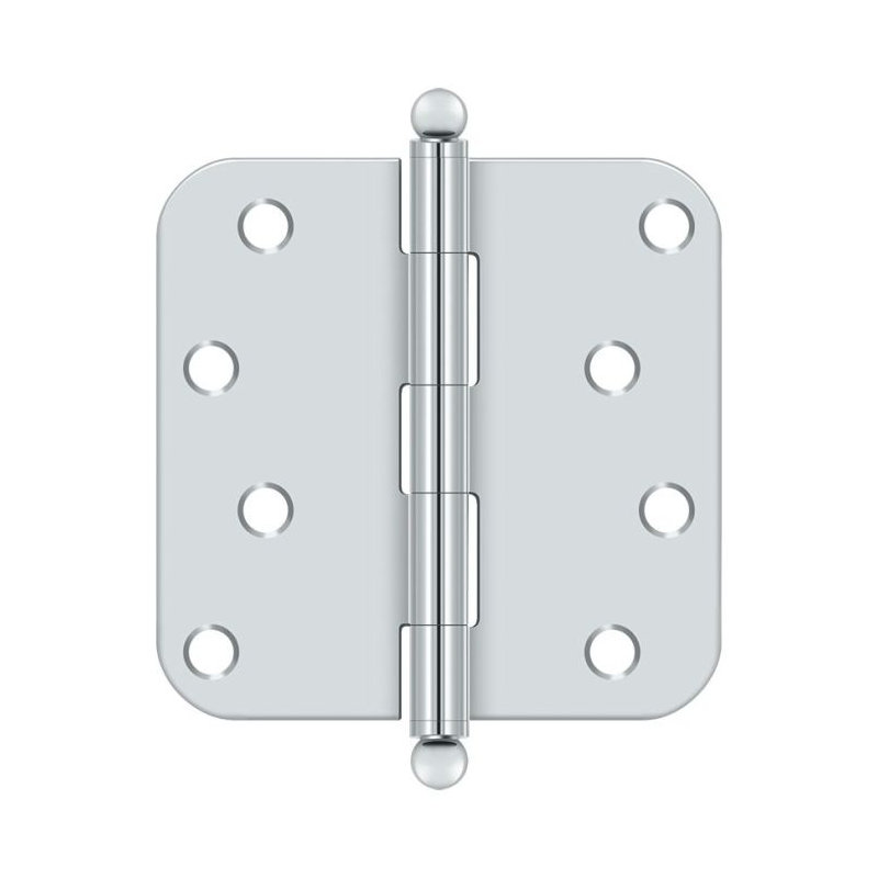 Charnière à rayon 4 po x 4 po x 5/8 po Deltana S44R526-BT, avec embouts sphériques dans une paire en chrome poli, Chrome poli