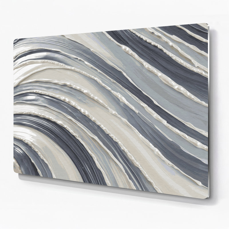 Art mural horizontal gris rayé gris perle, H 12 po x l 18 po