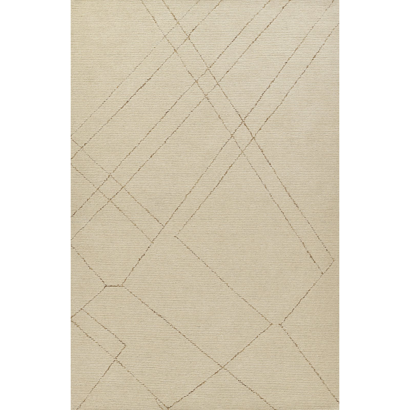 Ivory Hand-Tufted Wool Rectangular Rug 2' x 4'