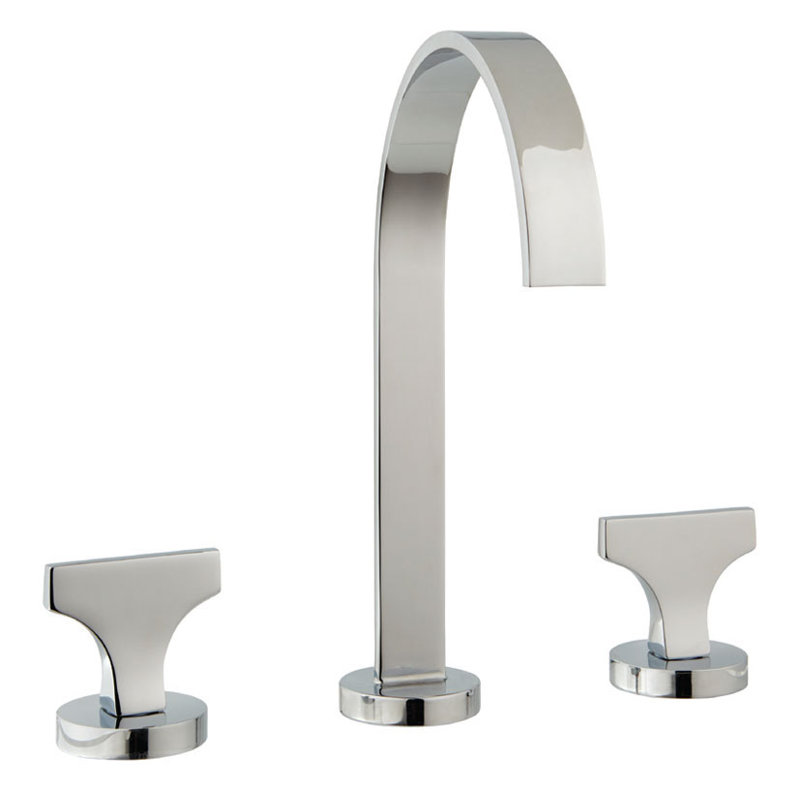 Spring Widespread Bathroom Faucet with Drain, Polished Nickel