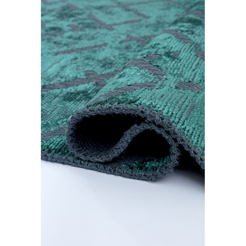 Rapture Teal Abstract Luxury Area Rug, Rectangle 7'10" x 11'2", Green Teal