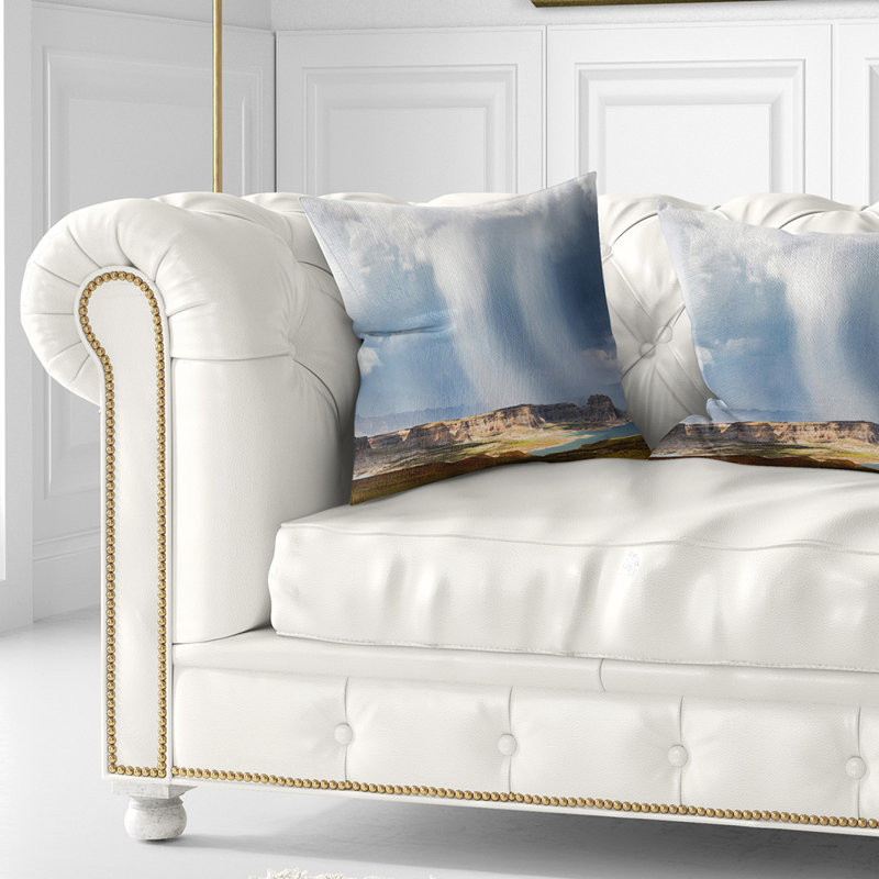 Lake Powell sous les nuages - coussin à imprimé paysage, 18 po x 18 po, Coussin décoratif