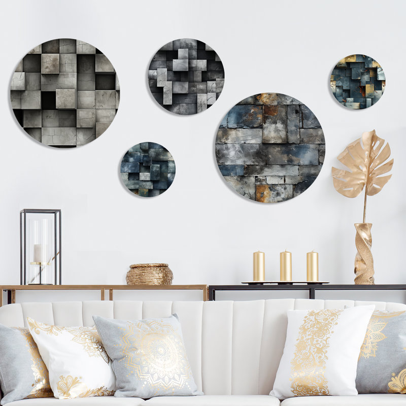 Francille - Ensemble abstrait d'art mural rond moderne de 5