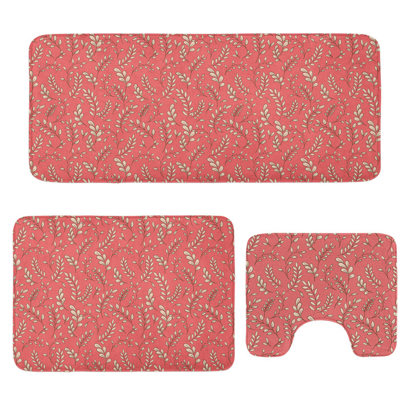  Ensemble de 3 tapis de salle de bain Coral Coral Peach