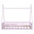 Pink Fence Twin Size House Bed - Stable Pine For Bedroom With Solid Wood Ambiance-700688141