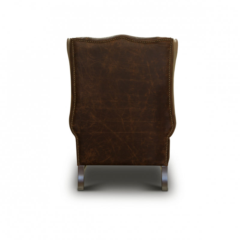 Rodolfo Leather Wingback Chair, Croc (Hand-Tooled), Espresso