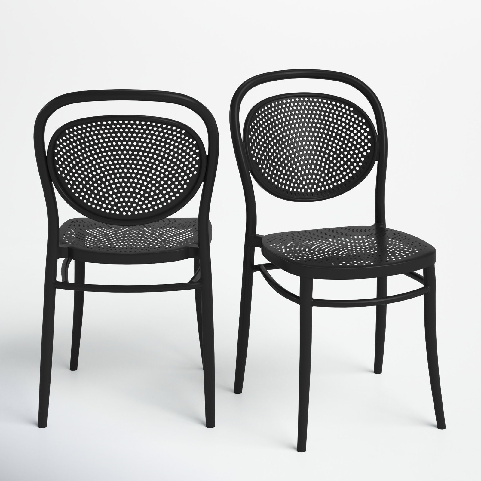 Farrah Stacking Patio Dining Side Chair, Black