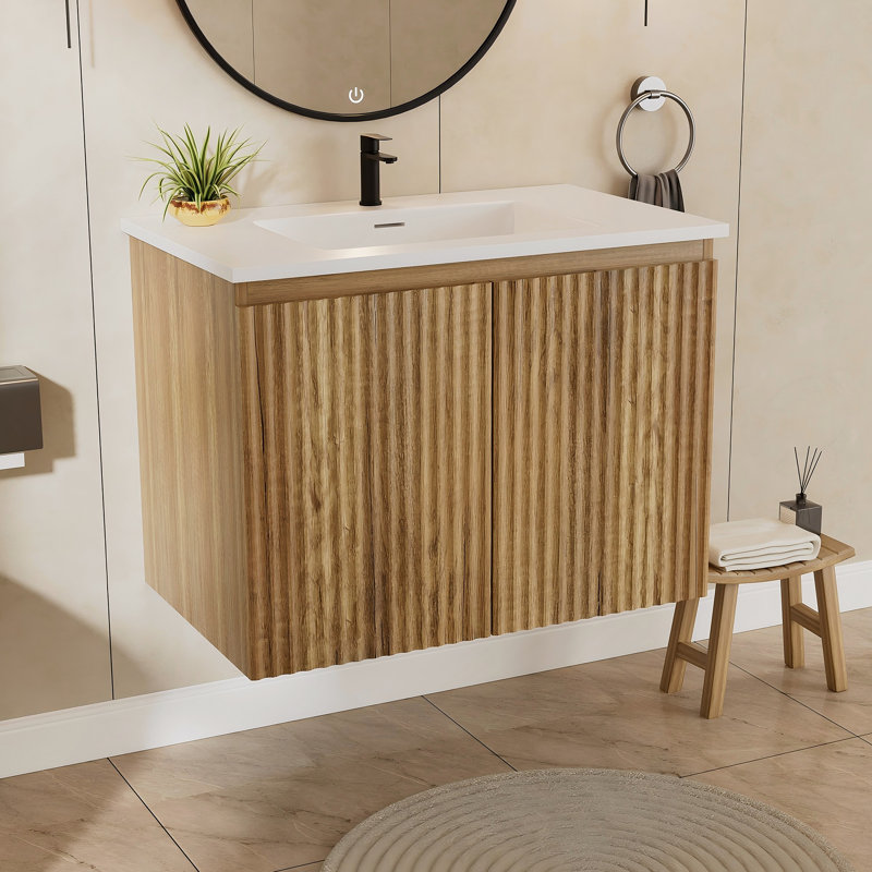 Armoire murale pliante avec évier crème, Chêne doré