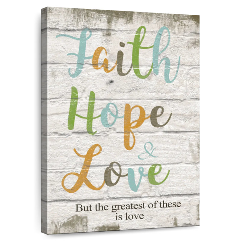 Tergel multicolore «Faith Hope Love», H 48 po x l 32 po