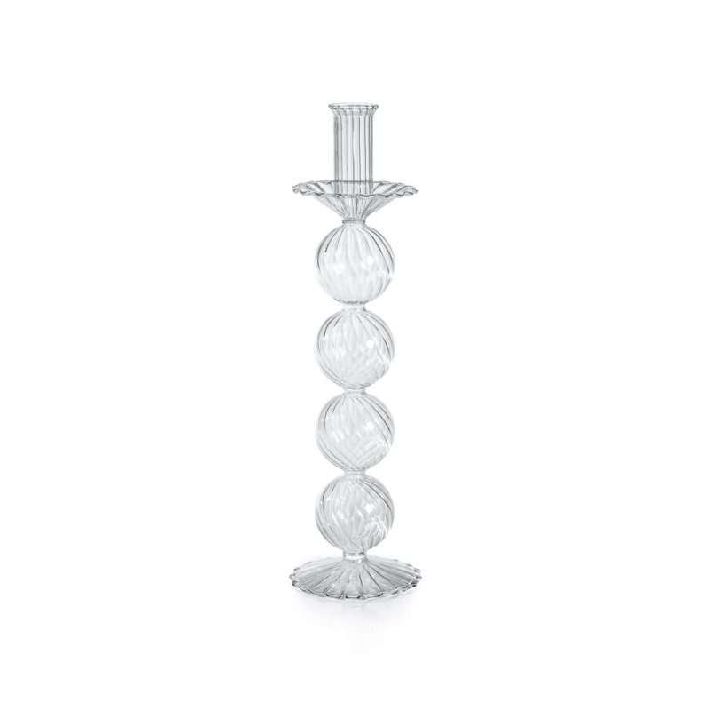Adrienna Glass Tabletop Candlestick, 13" H x 3.5" W x 3.5" D