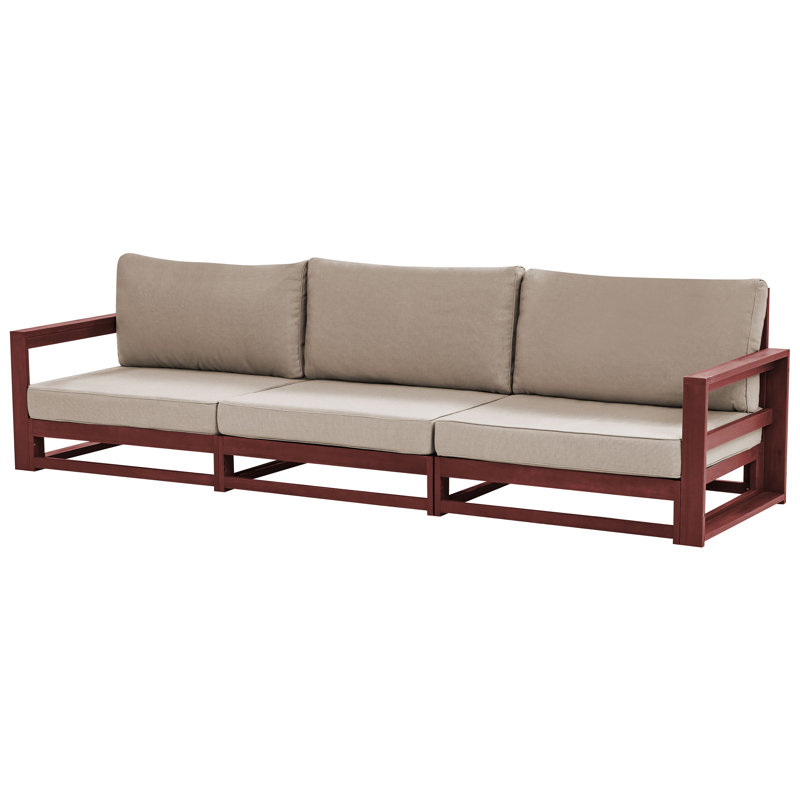 Lucah 269cm Wide Acacia Patio Sofa with Cushions, Brown
