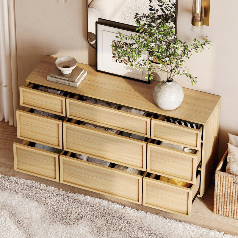 Maisonet Modern 18-Drawers Dresser For Bedroom, Wooden Chest Of Drawers With T-Shaped Wood Legs, Storage Cabinet And Closet Organizer For Bedroom, Hallway, Living Room