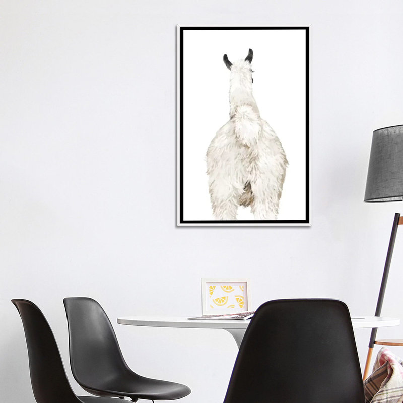 Art du lama, Toile blanche encadrée, H 40 po x l 26 po x P 1,5 po