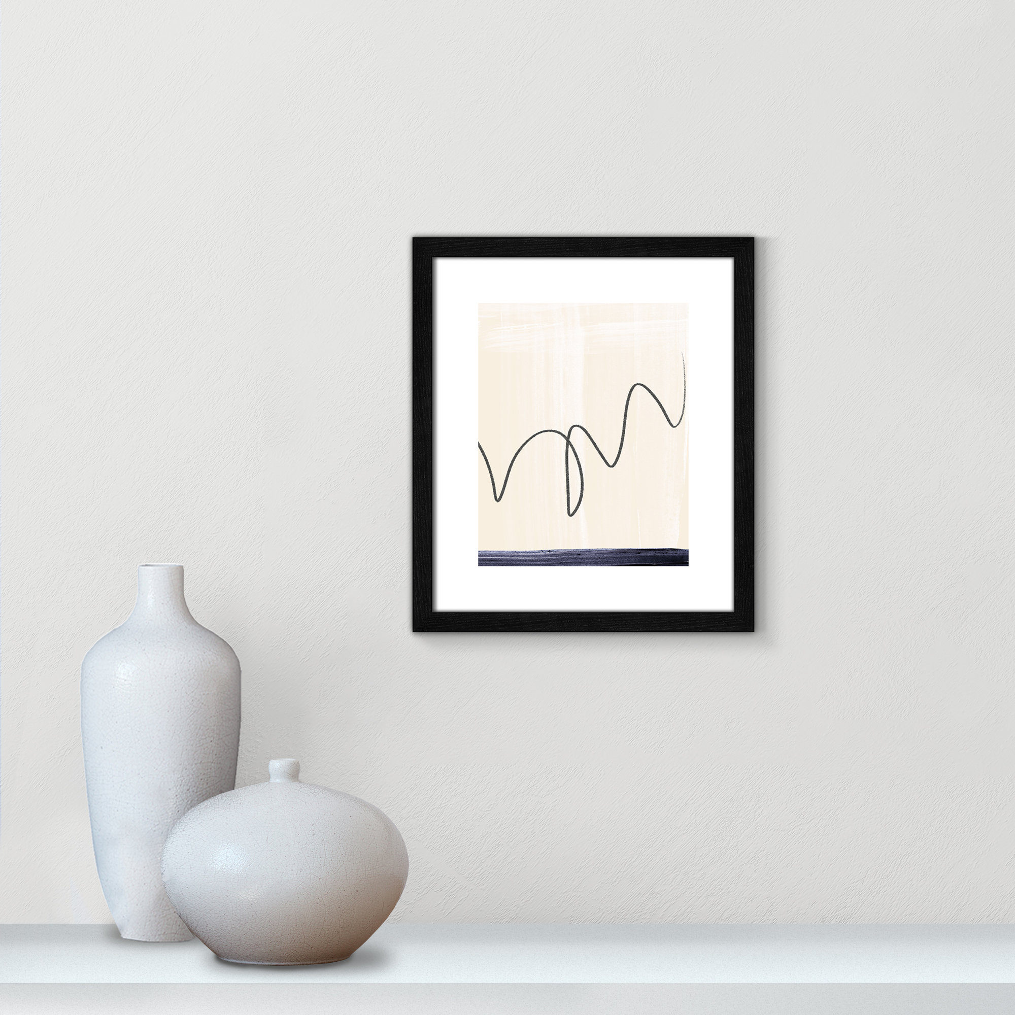 Departured II - Picture Frame Painting Print, Black Framed Paper, 15" H x 13" W x 0.75" D