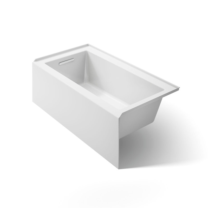 Underscore 60" x 32" Rectangular Alcove Soaking Bathtub with Integral Apron, Left