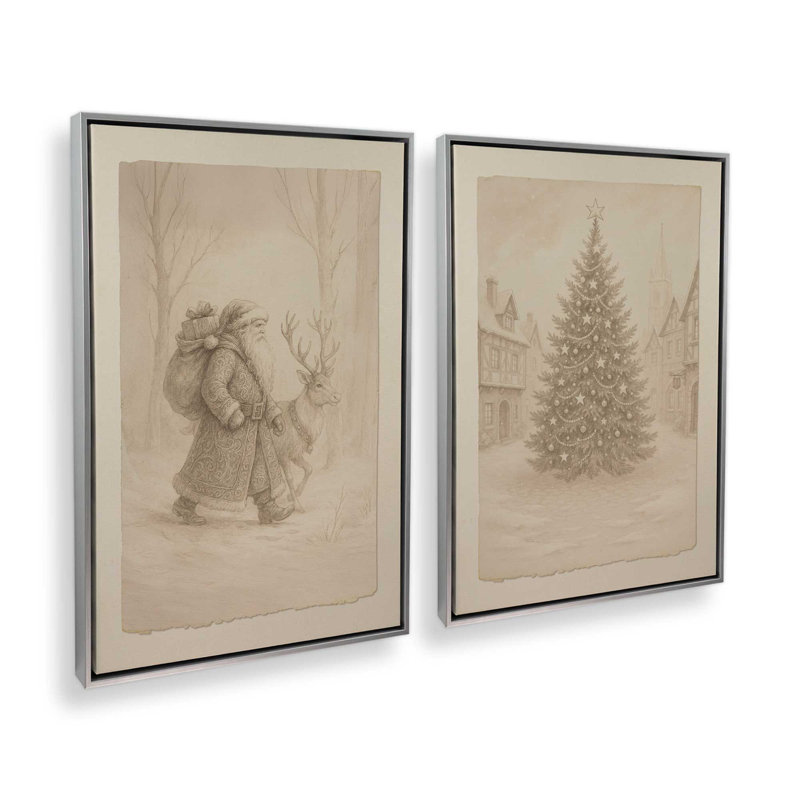 Lettres du Nord, ensemble de 2 impressions sur toile, Impression encadrée sans passe-partout, H 49 po x l 66 po, Chrome poli
