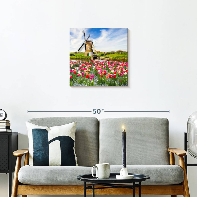 Alvord Holland Windmill And Tulips, 20" H x 20" W
