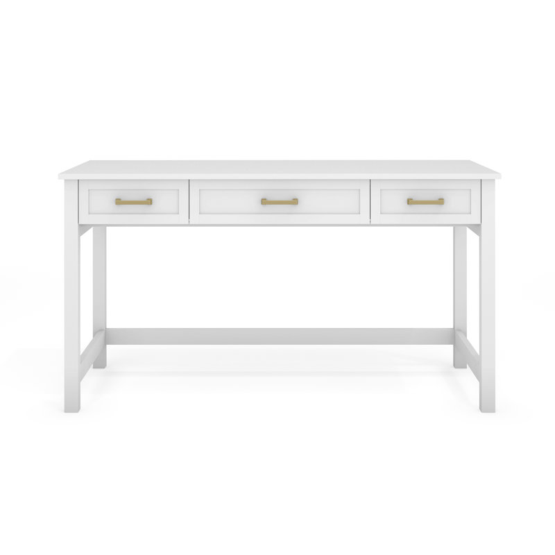 Martha Stewart Hutton Shaker Style Home Office Desk With 3 Drawers, White
