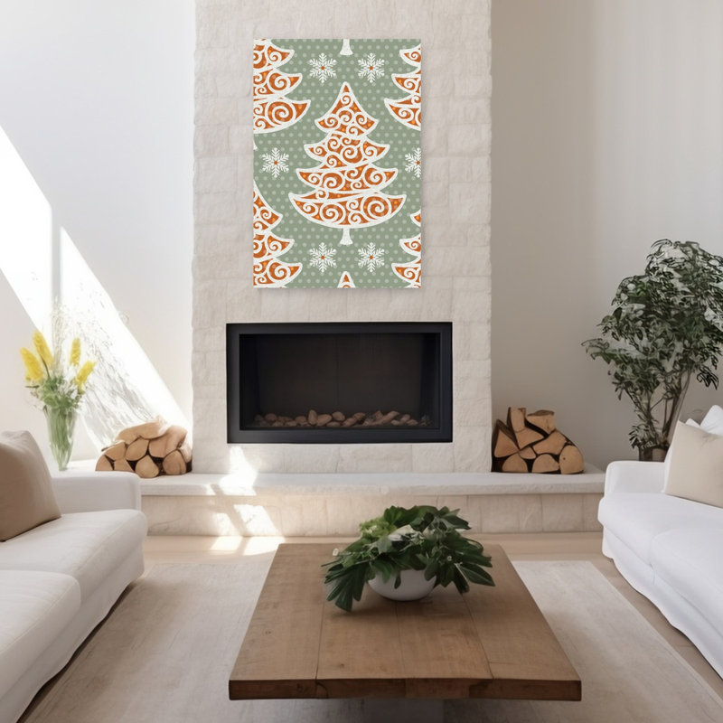 «Gingerbread Christmas Trees», art de paysage rustique traditionnel rétro, paysage d'hiver, H 36 po x l 24 po