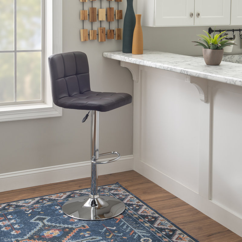 Aishvi Swivel Upholstered Adjustable Height Counter Stool with Metal Frame, Chocolate