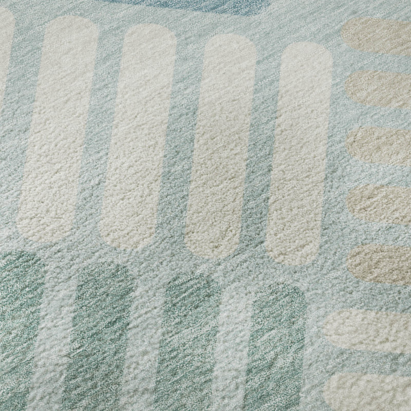 Premium Machine Washable Mayfield AMF2339 Geometric Rug, Seafoam, 9' x 12'