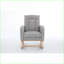 Fauteuils à bascule, fauteuil de chambre de bébé moderne rembourré avec pieds en bois massif, dossier haut, poche latérale | Velours rayé | Mélange de polyester