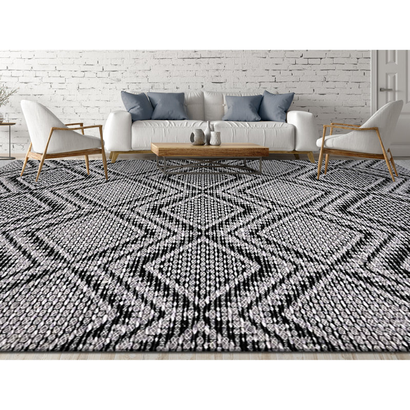 Wool Geometric Area Rug, Rectangle 6' x 9'