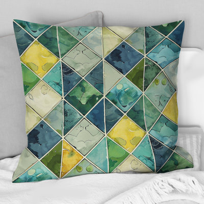 Coussin bleu et vert Modern Geo III