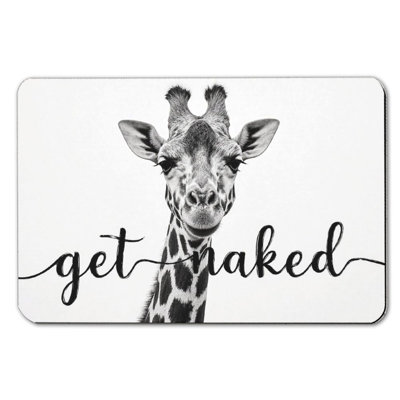 Tapis de bain girafe avec texte écrit, 16 x 24