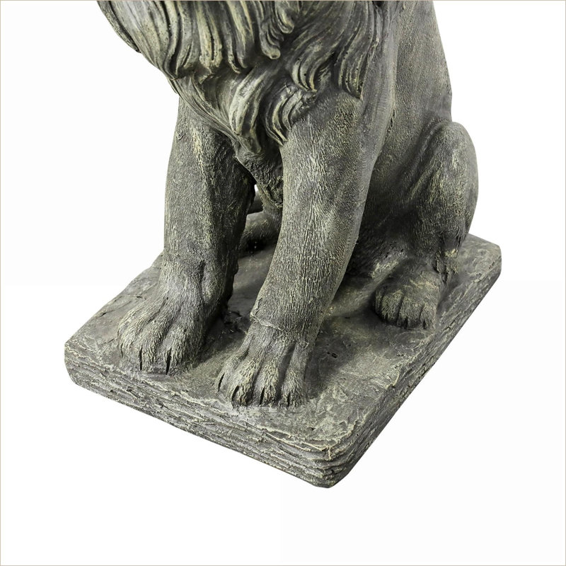 Statues de jardin | Statue lion 22,8 po résistante aux intempéries pour patio de jardin extérieur | Ciment béton | gris ardoise