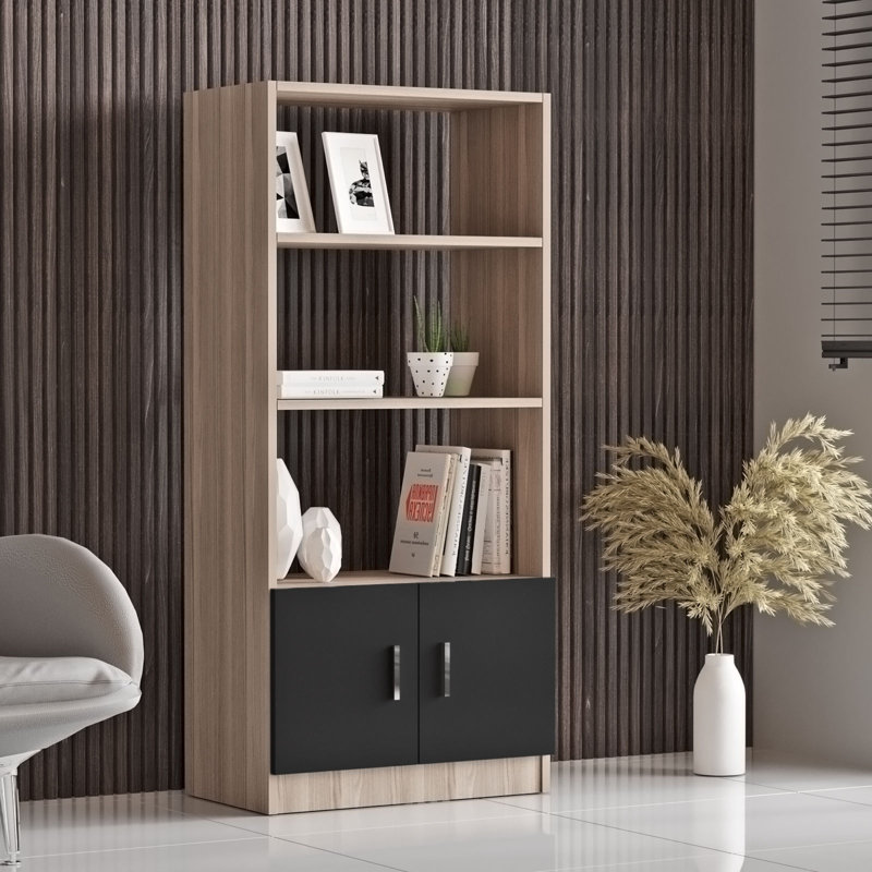 Burçak 4 Piece Writing Desk Office Set, Oak Black