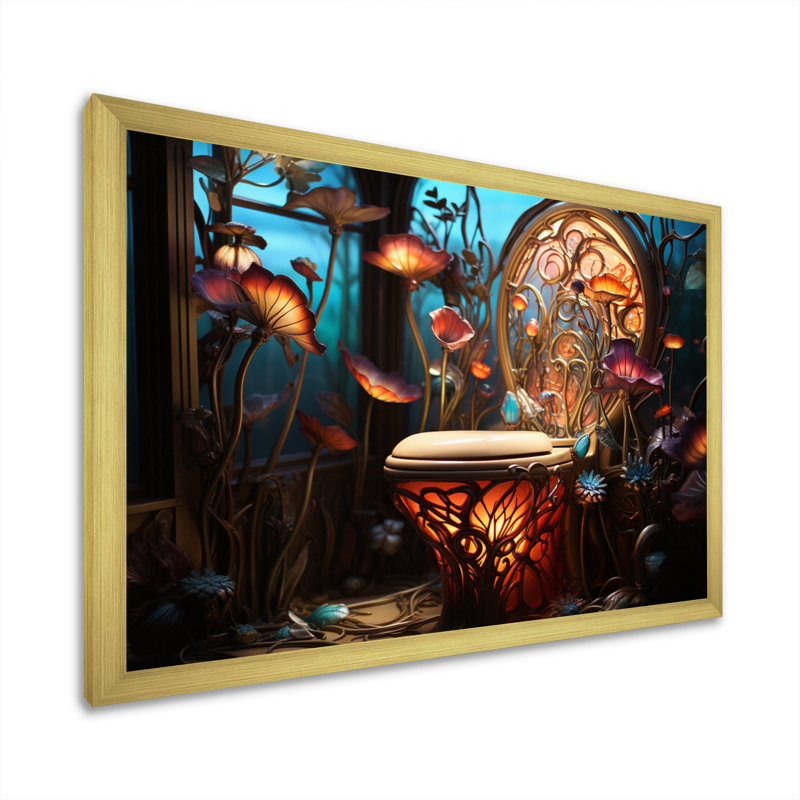 Impression sur toile pour salle de bain, Encadrement doré, H 30 po x l 40 po x P 1,5 po