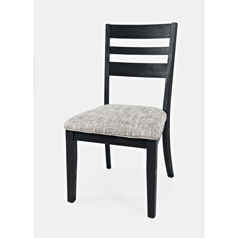 Cathye 19'' H Upholstered Acacia Side Chair, Dark Charcoal