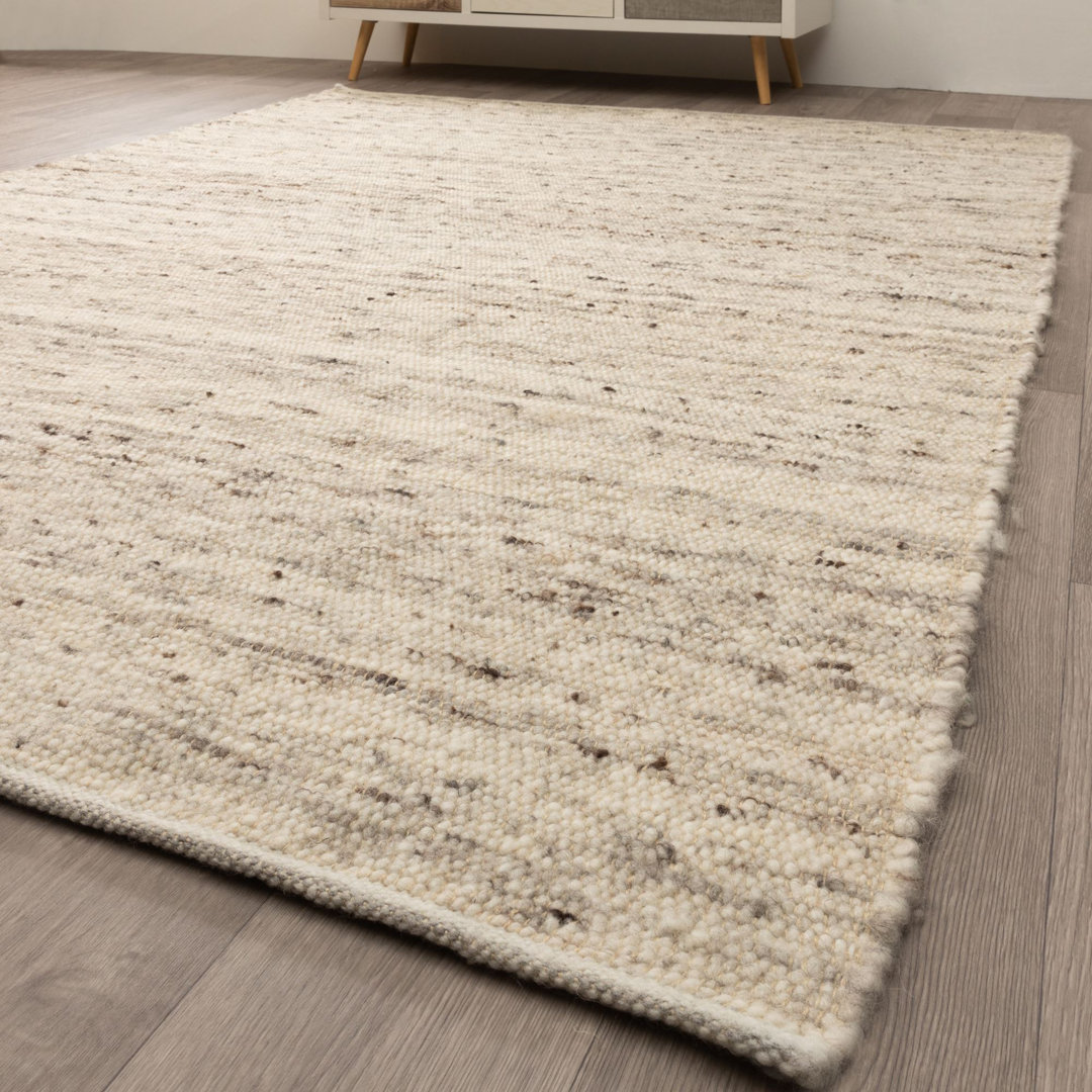 Handgewebter Teppich Bridport aus Schurwolle in Grau/Beige