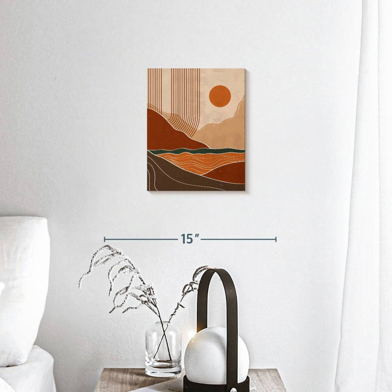 Boho Sunset Landscape VII - reproduction d'art sur toile tendue, H 10 po x l 8 po x P 1 po