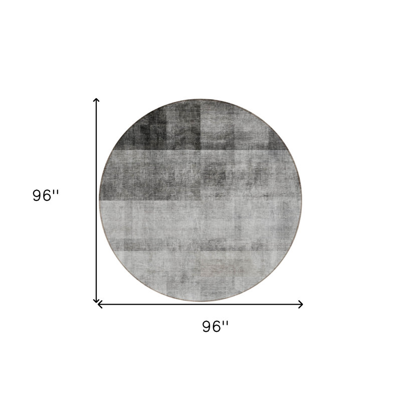 Tapis d'intérieur rond 8 po gris ombré lavable antidérapant